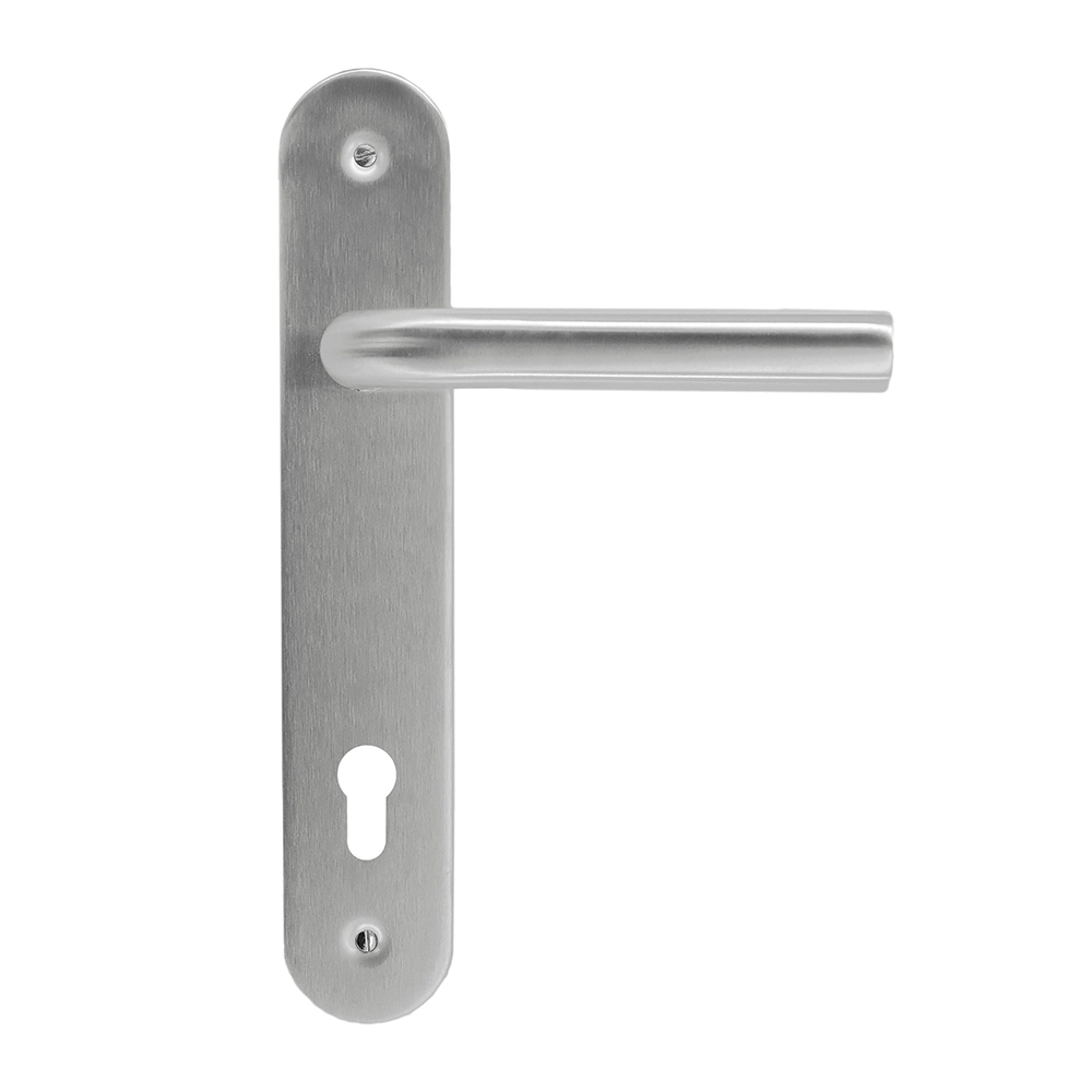 BEQUILLE L SHAPE 19MM INOX PLUS PLAQUE+CYL 85MM