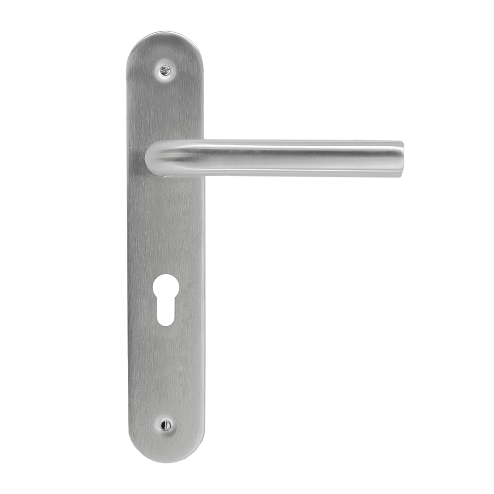 BEQUILLE L SHAPE 19MM INOX PLUS PLAQUE+CYL 85MM
