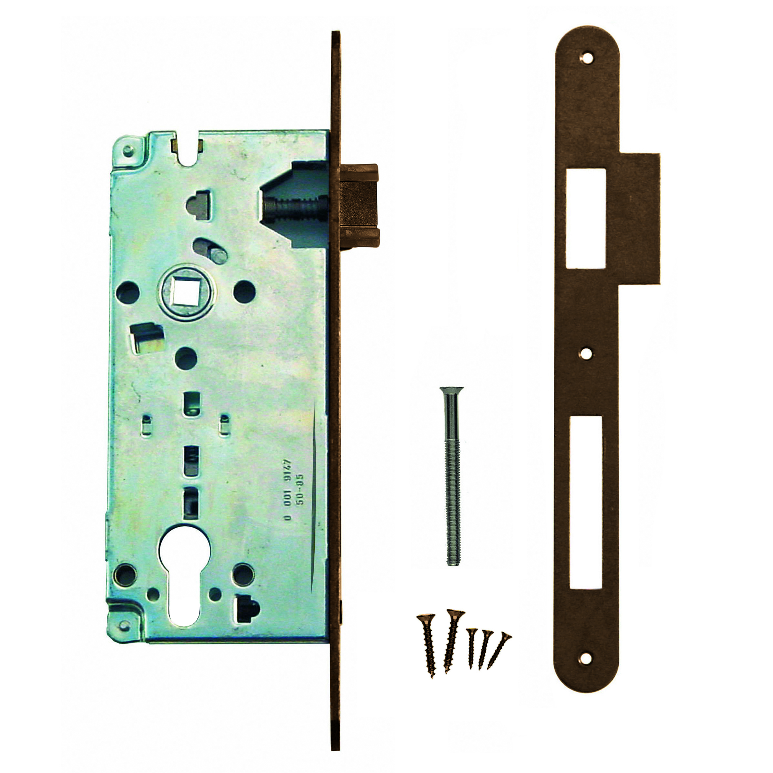 SERRURE AGB FUME MAT 90MM+CONTRE PLAQUE ETROITE DROITE