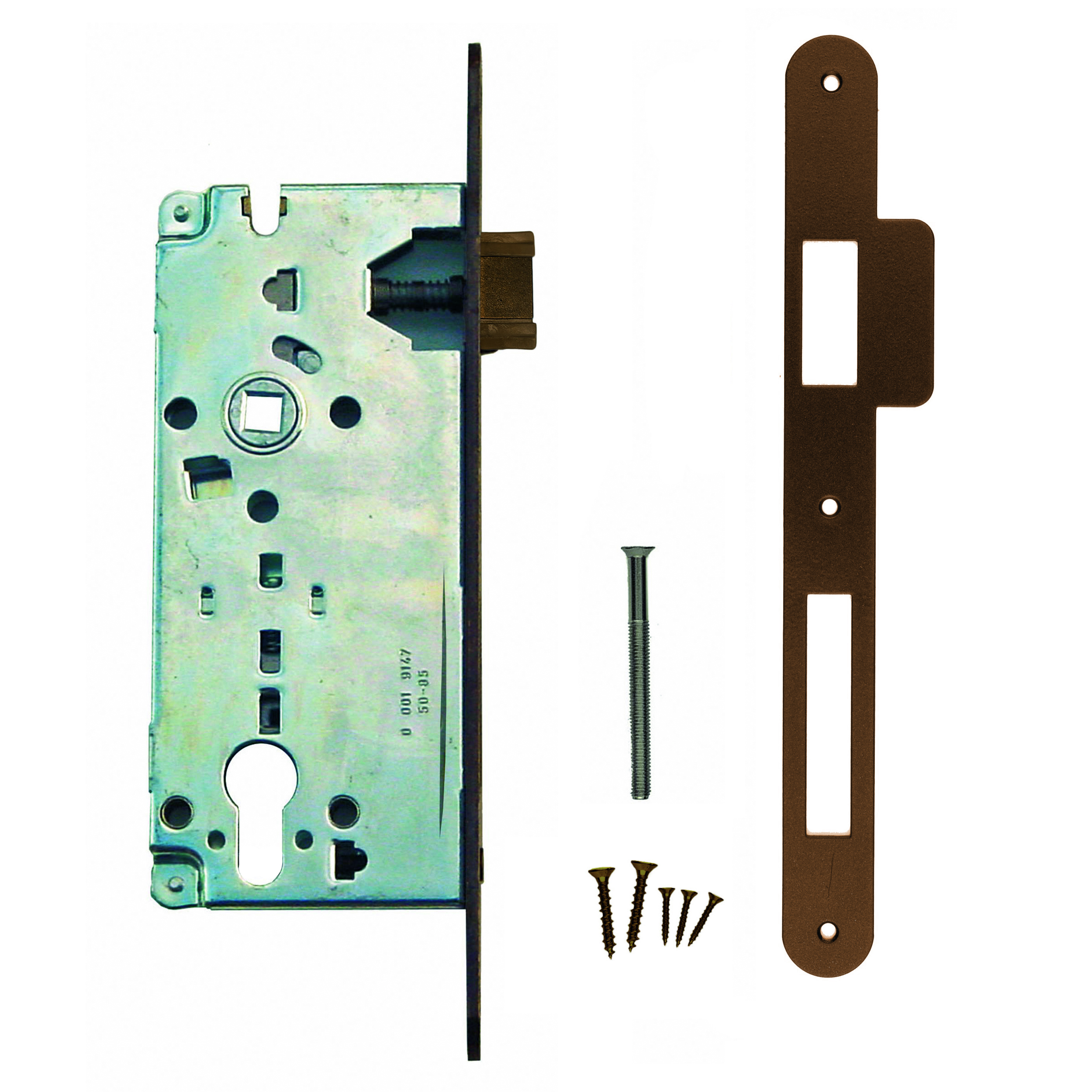 SERRURE AGB FUME MAT 90MM+CONTRE PLAQUE ETROITE ARRONDIE