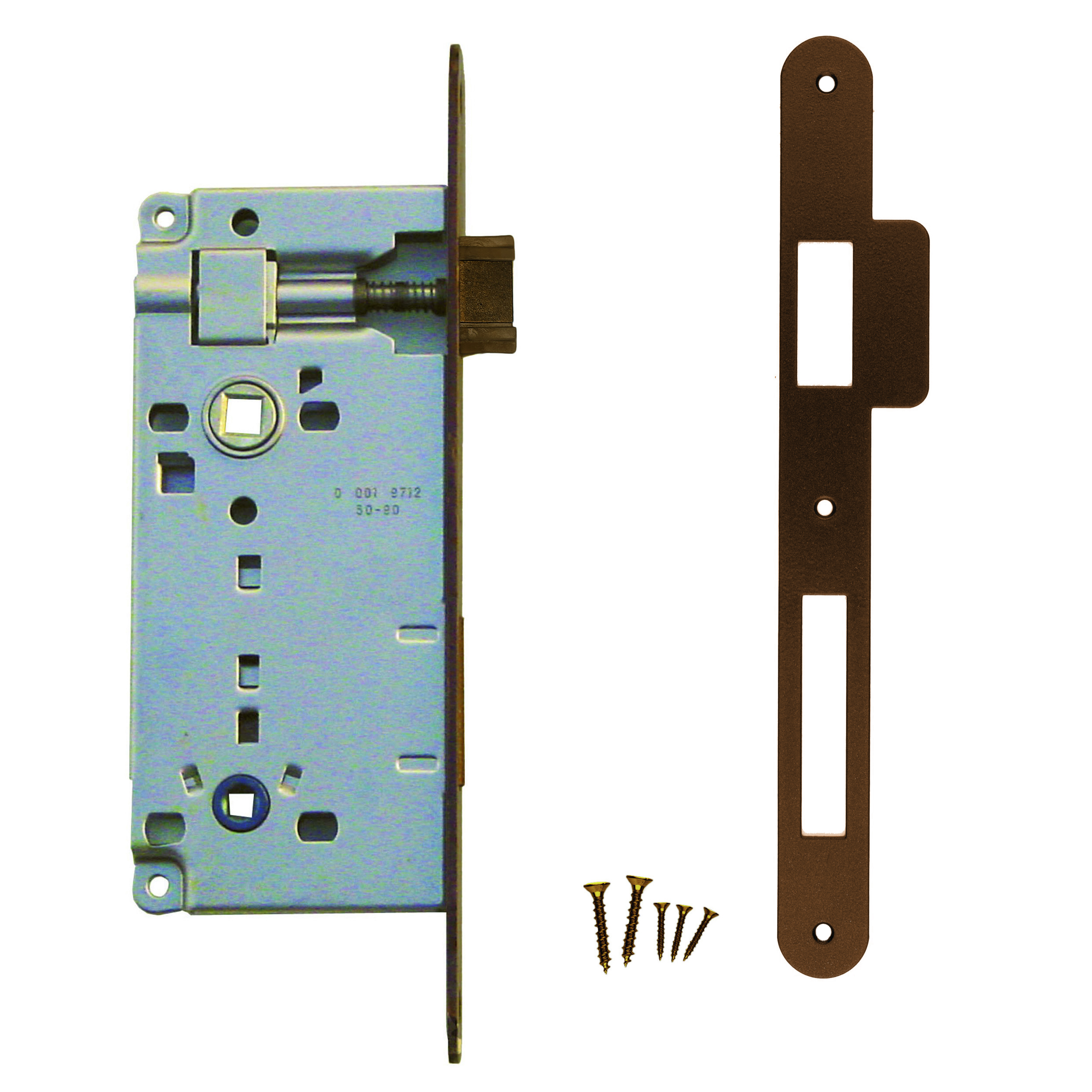 SERRURE AGB FUME MAT 90MM+CONTRE PLAQUE ETROITE ARRONDIE